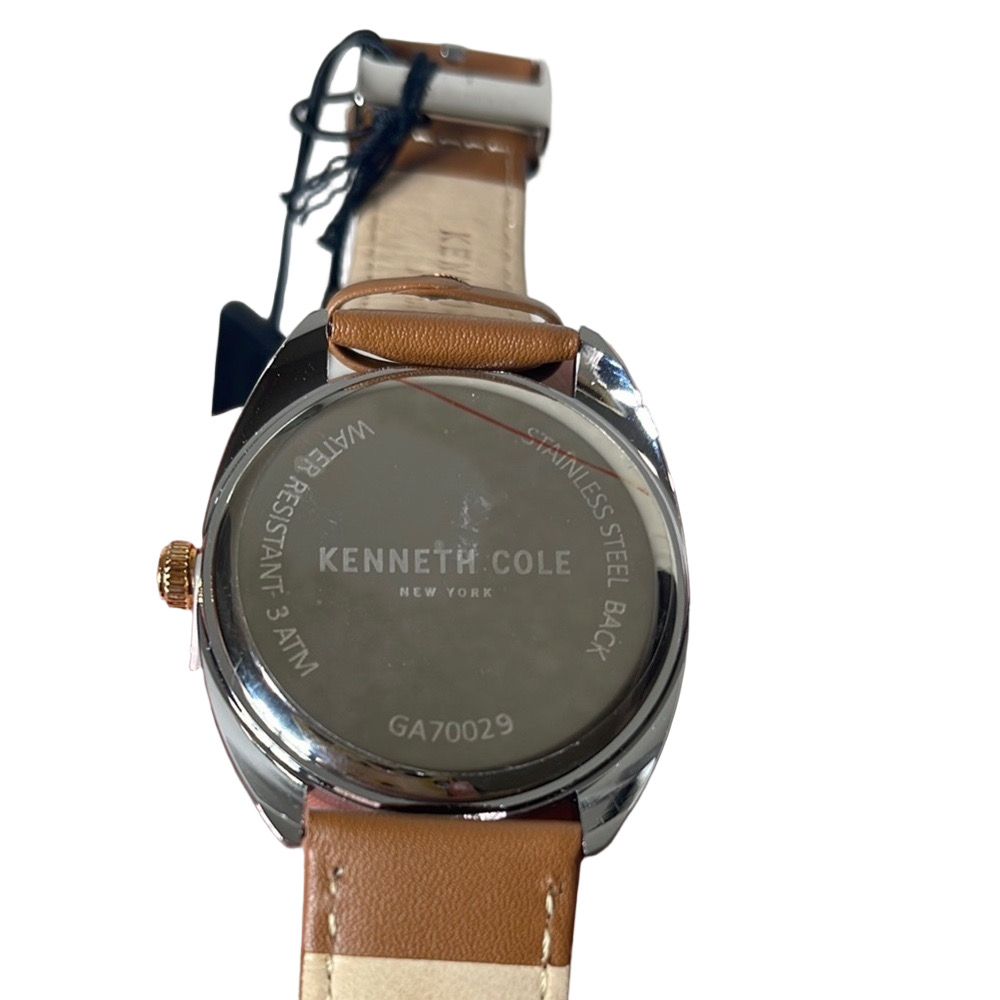 Kenneth Cole New York Men’s Brown Leather Diamond Accent Watch Stainless Steel - Picture 6 of 17